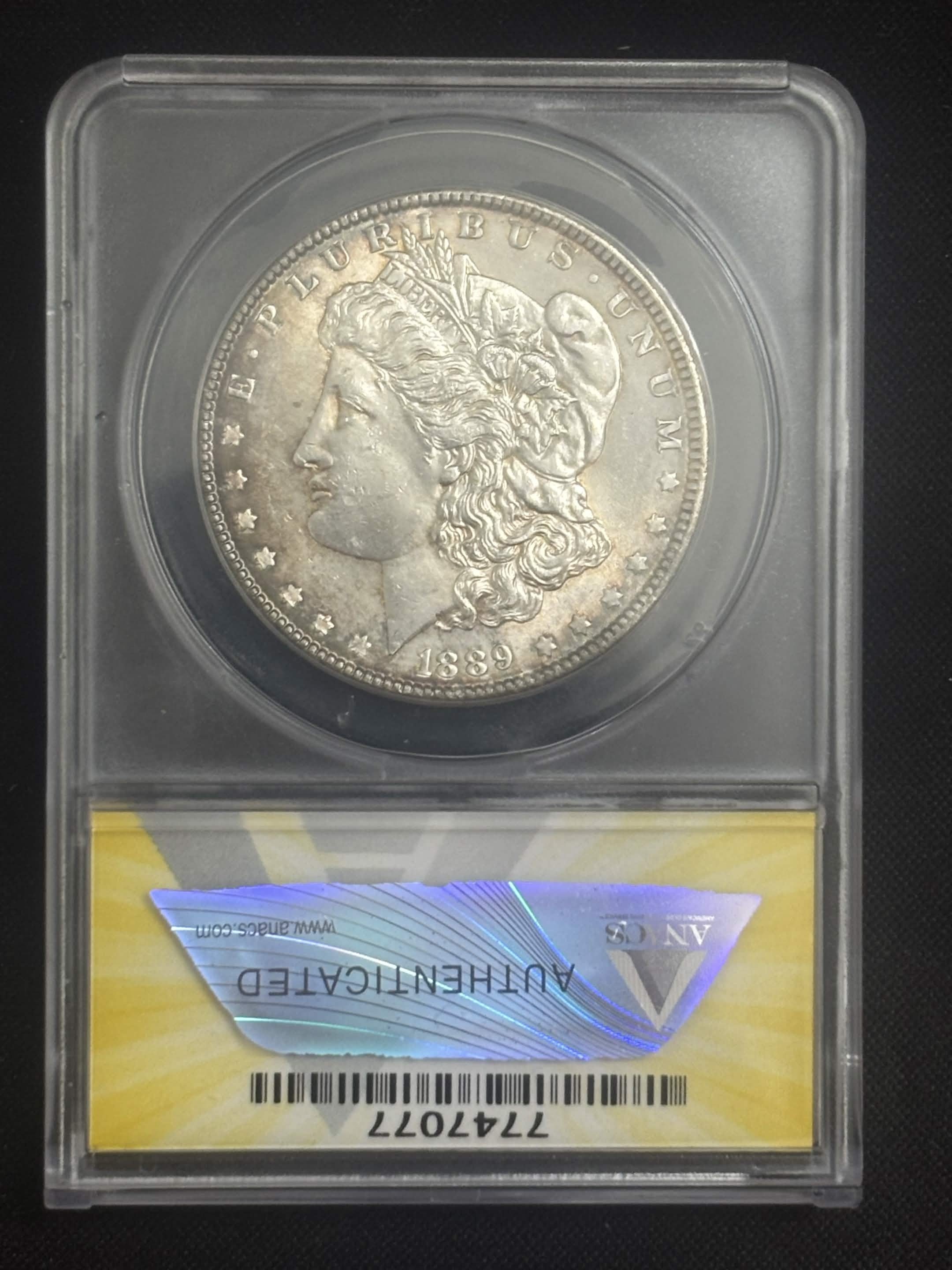 1889 Morgan Dollar ANACS MS-63 Reverse Toned
