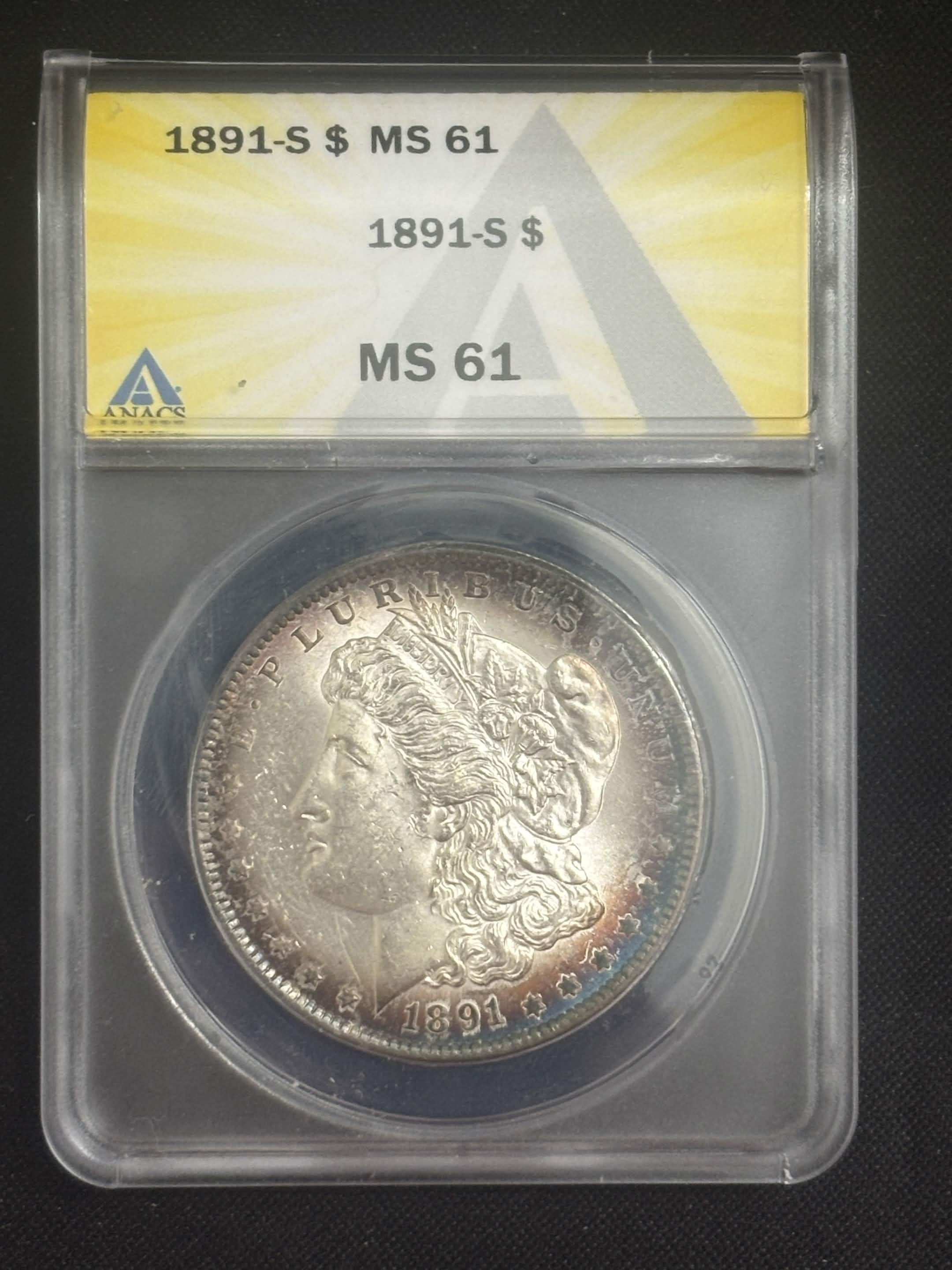 1891 S Morgan Dollar ANACS MS-61 Toned