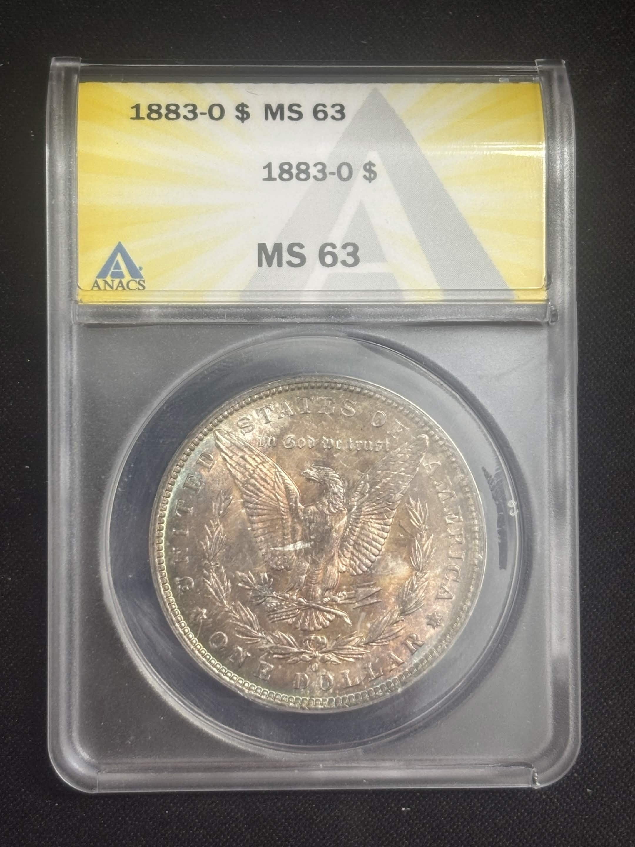 1883 O Morgan Dollar ANACS MS-63 Reverse Toned