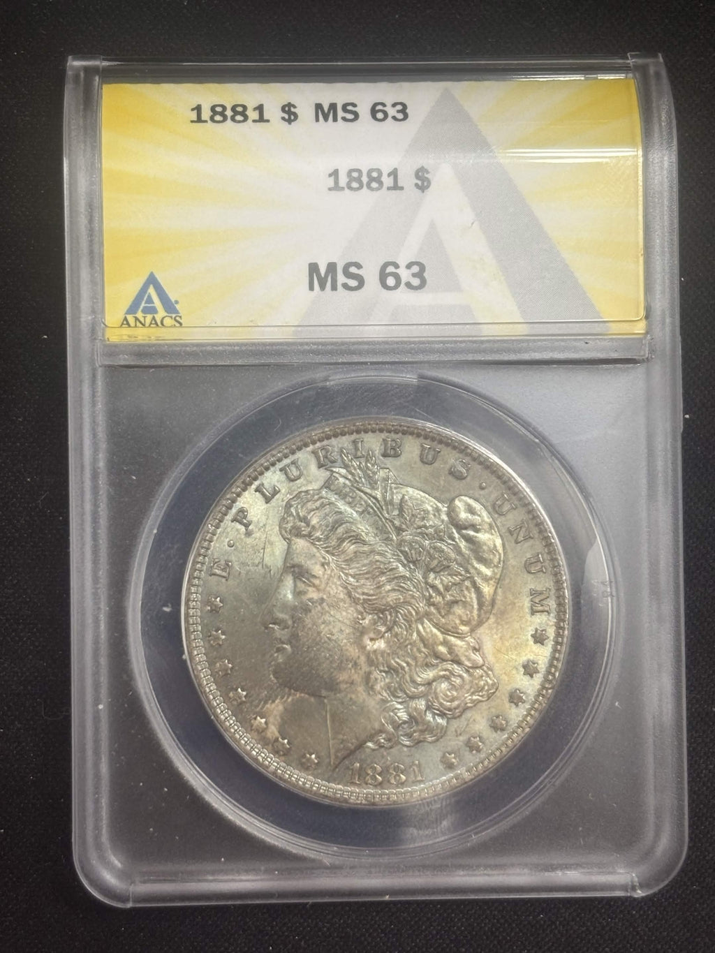 1881 Morgan Dollar ANACS MS-63 Dual Sided Toned