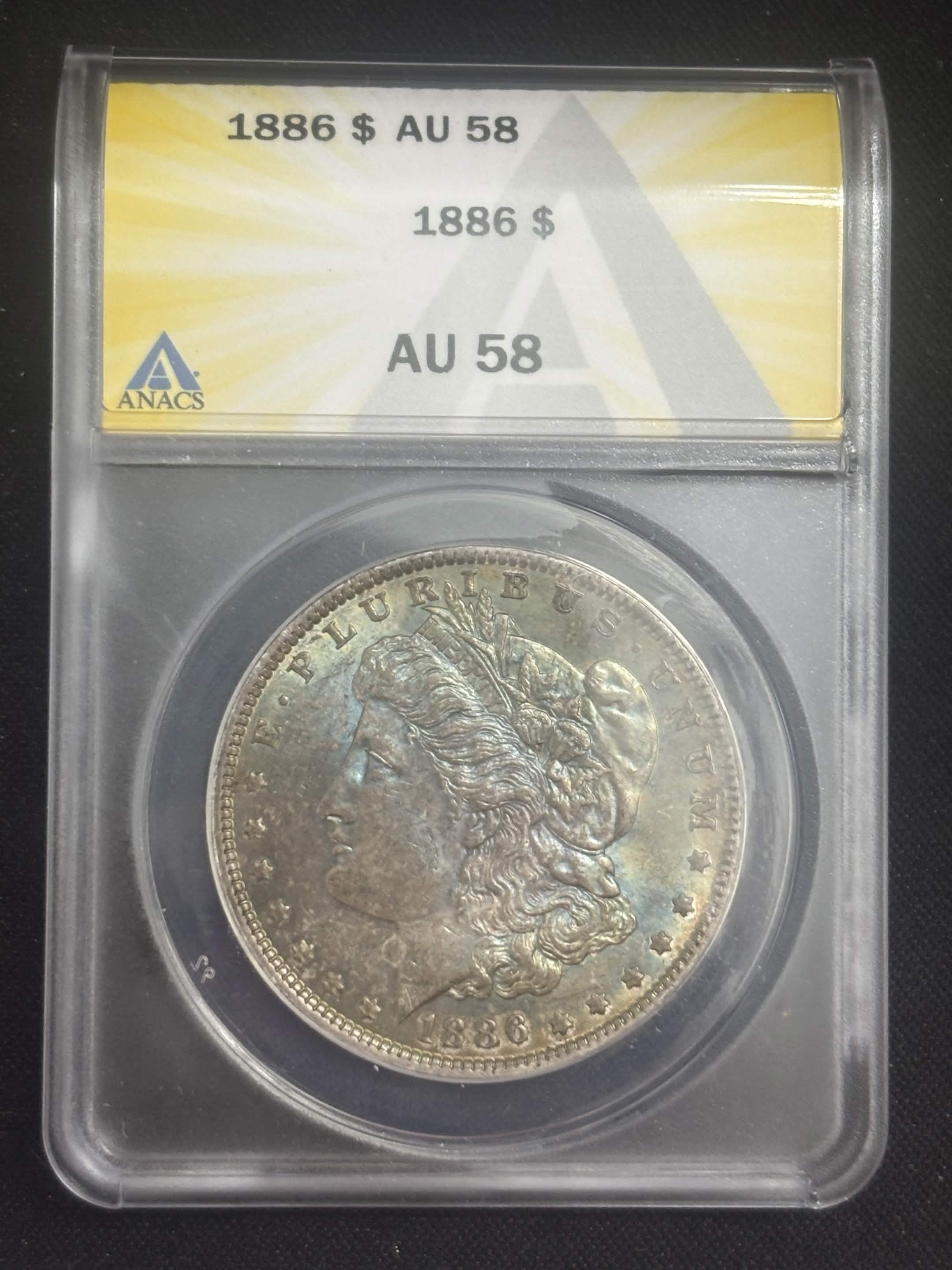 1886 Morgan Dollar ANACS AU-58 Dual Sided Toned