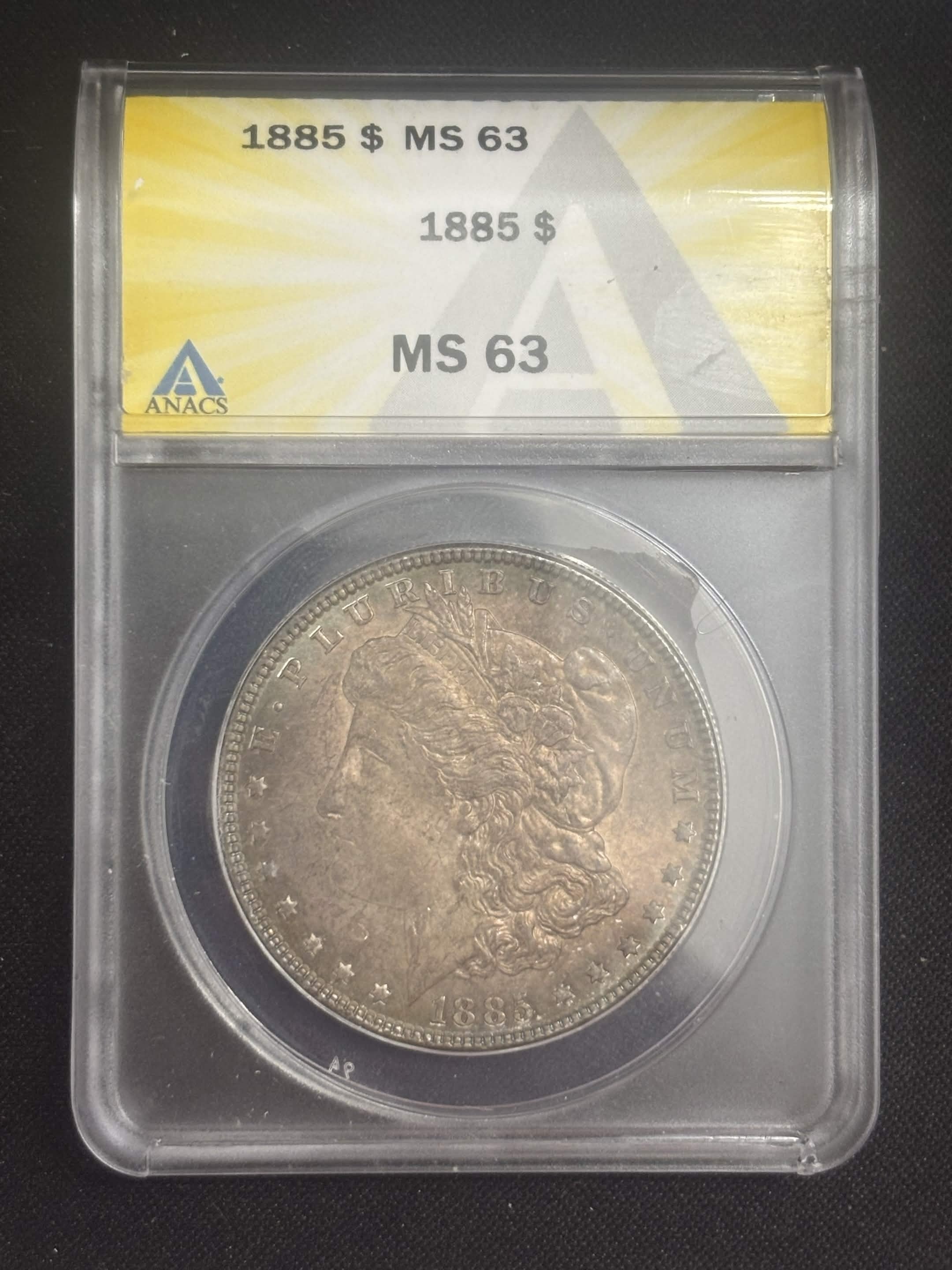 1885 Morgan Dollar ANACS MS-63 Dual Sided Toned