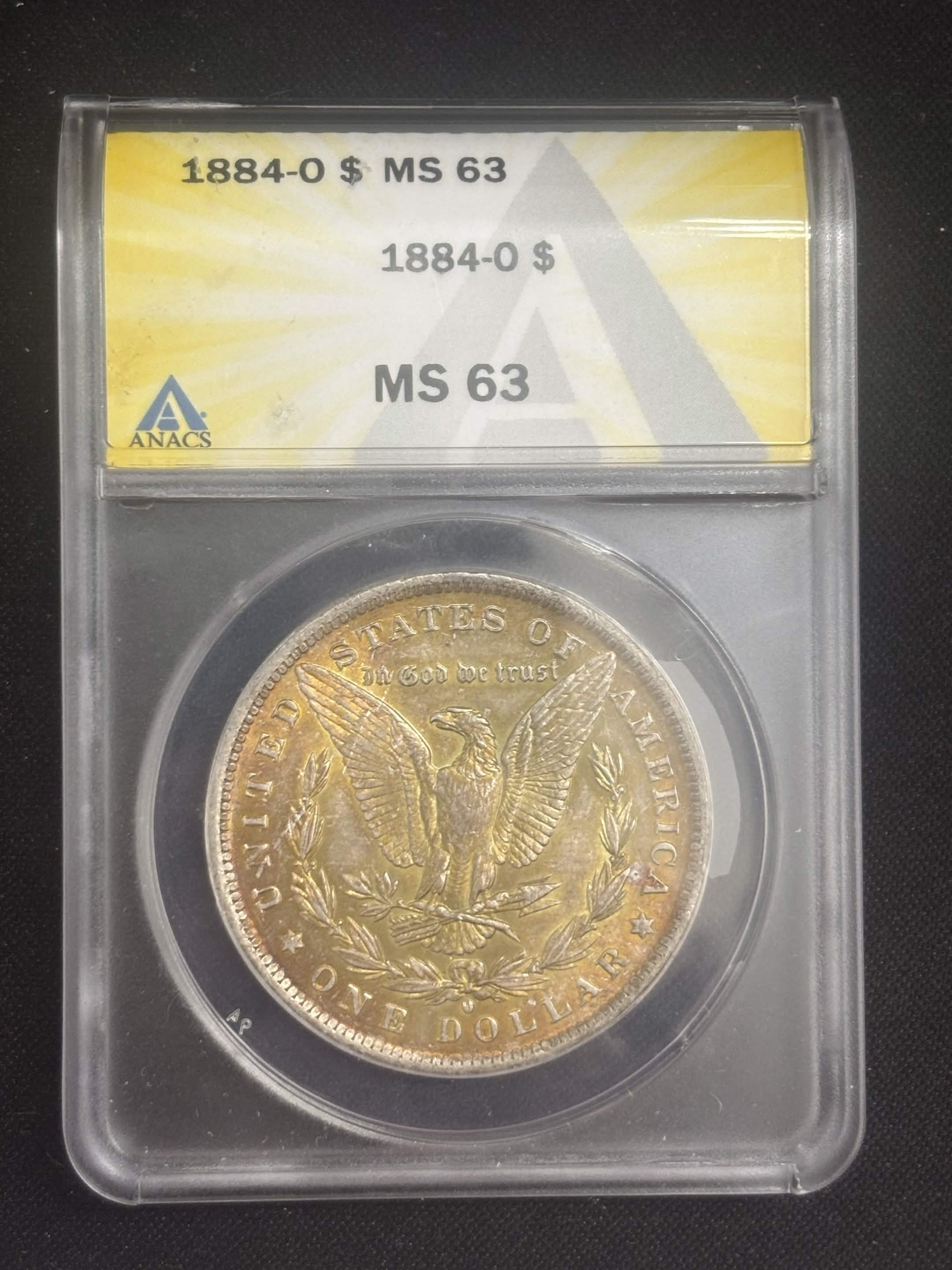 1884 O Morgan Dollar ANACS MS-63 Reverse Toned