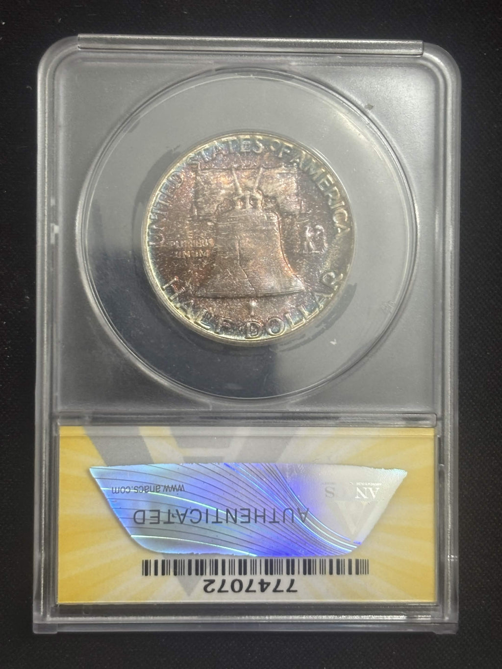 1956 Franklin Half Dollar ANACS MS-65 FBL Dual Sided Toning