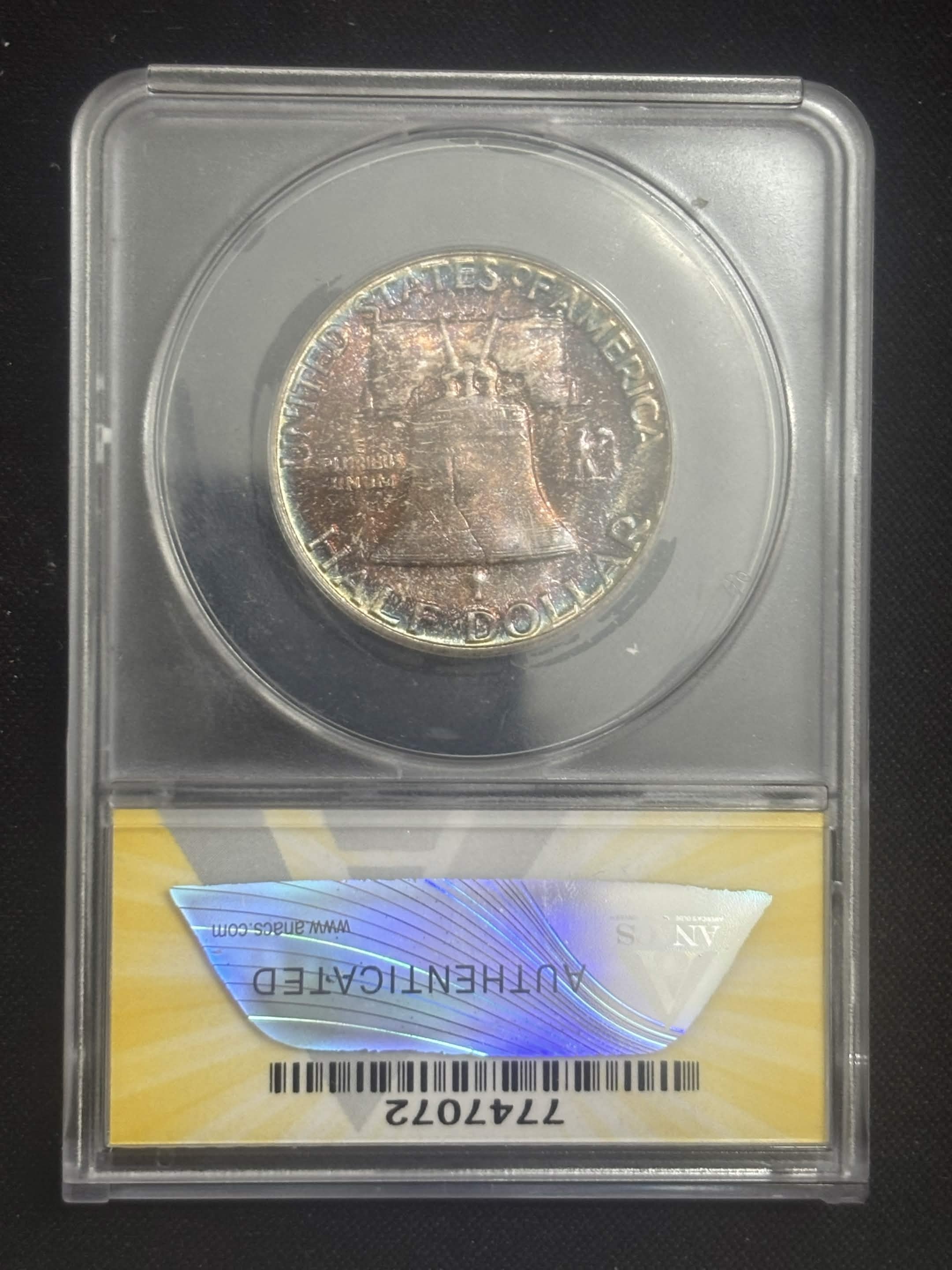 1956 Franklin Half Dollar ANACS MS-65 FBL Dual Sided Toning