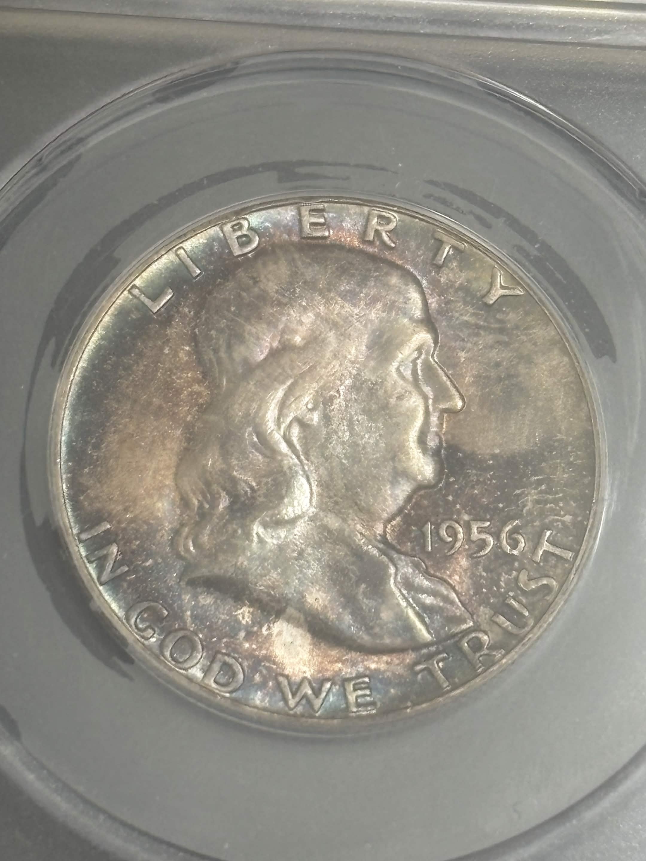 1956 Franklin Half Dollar ANACS MS-65 FBL Dual Sided Toning