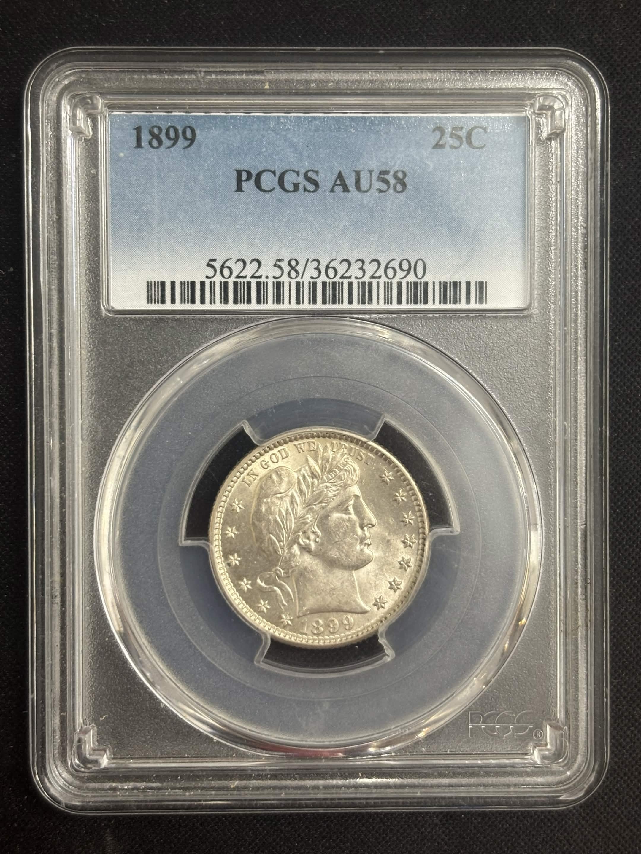 1899 Barber Quarter PCGS AU-58