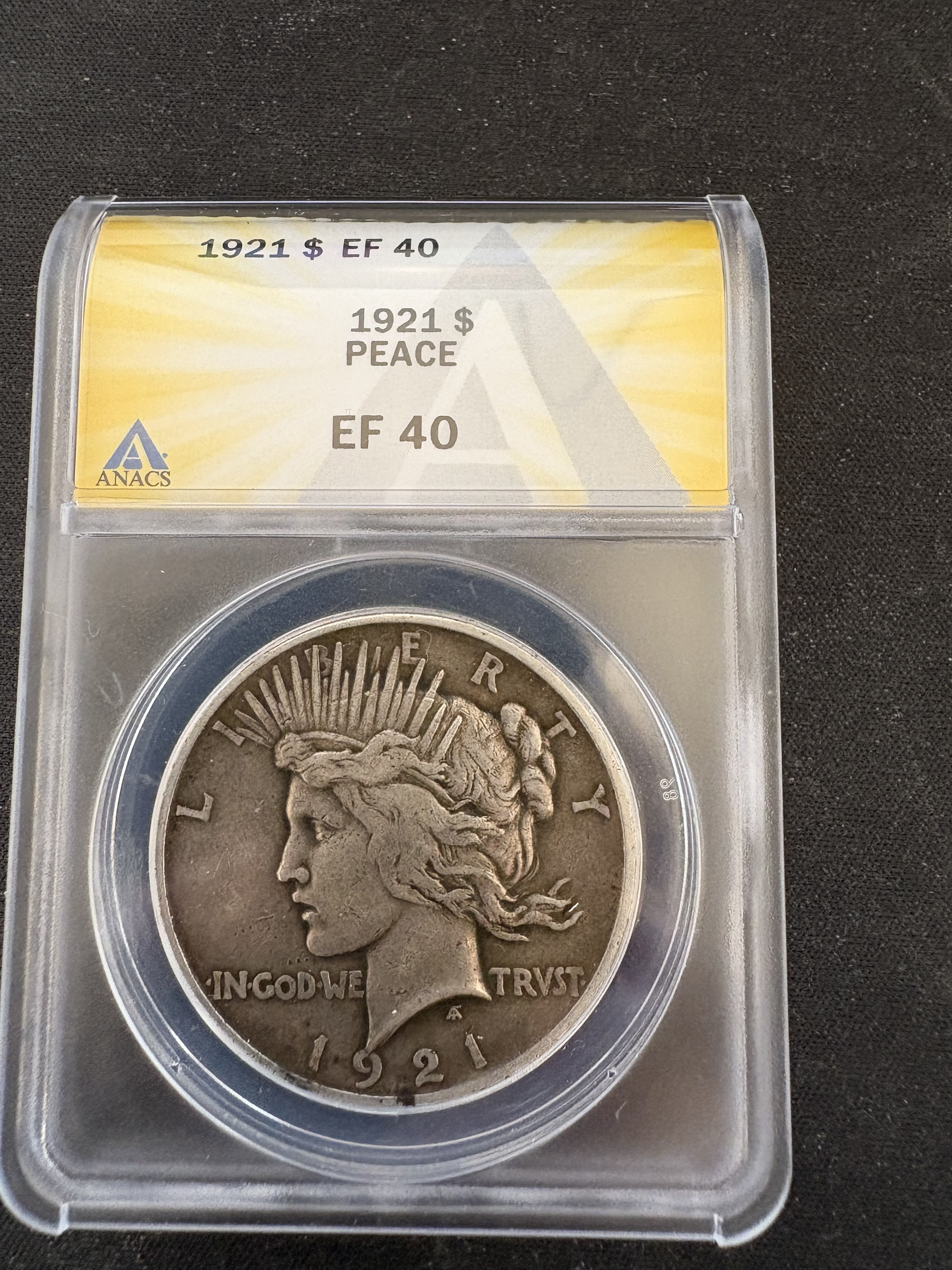 1921 Peace Dollar ANACS EF 40