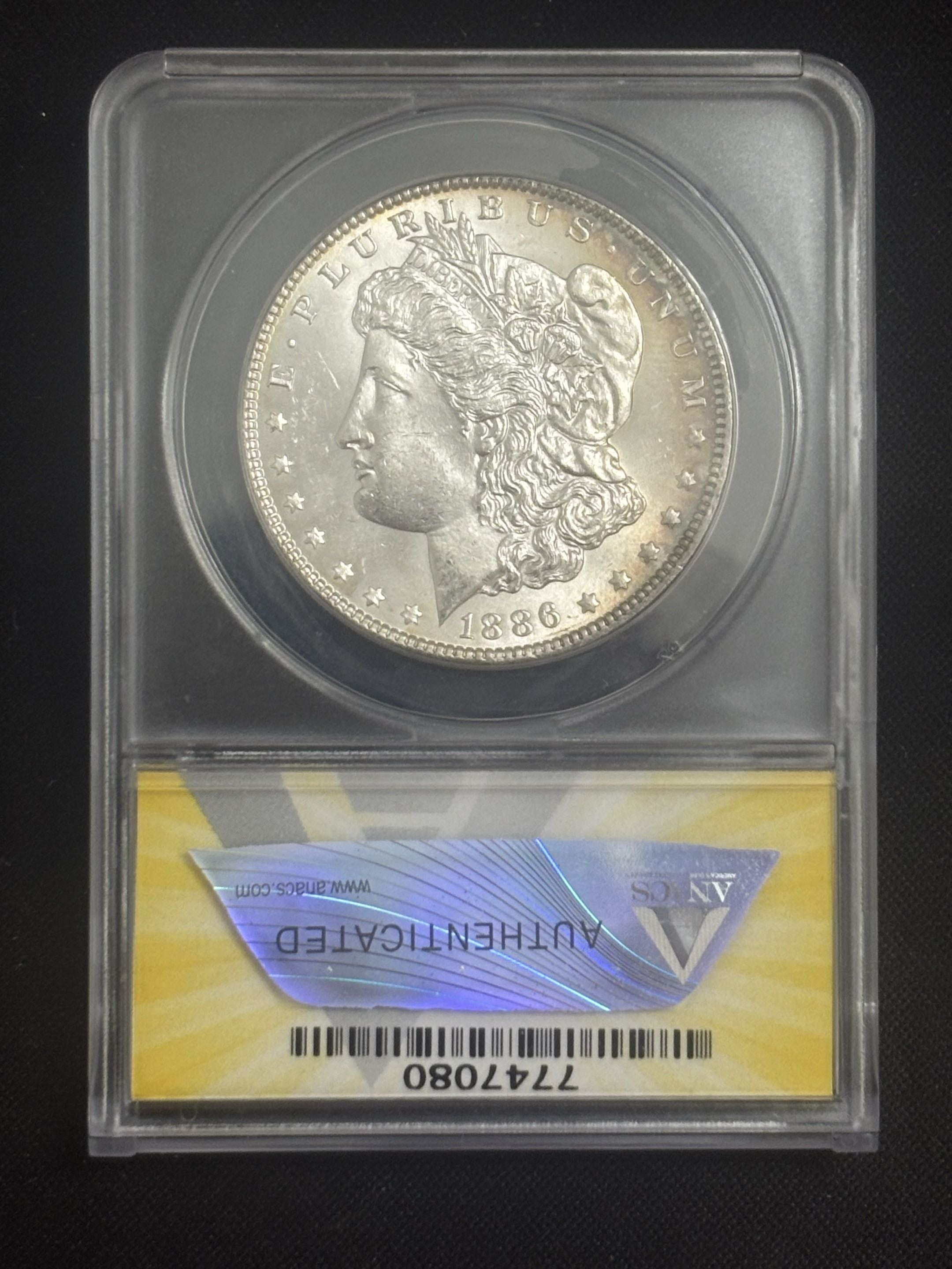 1886 Morgan Dollar ANACS MS-63 Reverse Toned